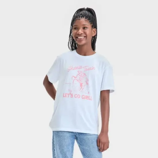 Girls' Shania Twain 'Let's Go Girls' Oversized Graphic T-Shirt - White image {4}