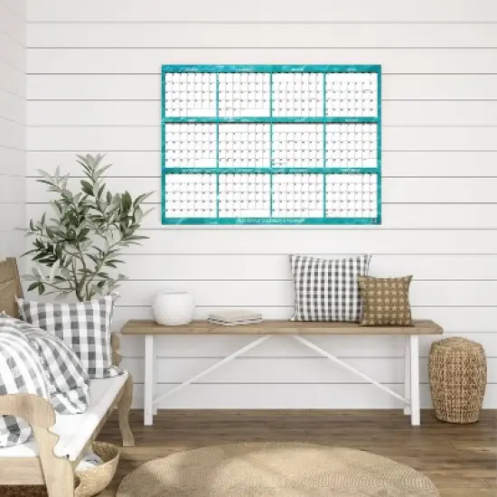SwiftGlimpse 2024 Yearly Erasable Wall Calendar & Planner 36"x24" Turquoise Green image {2}