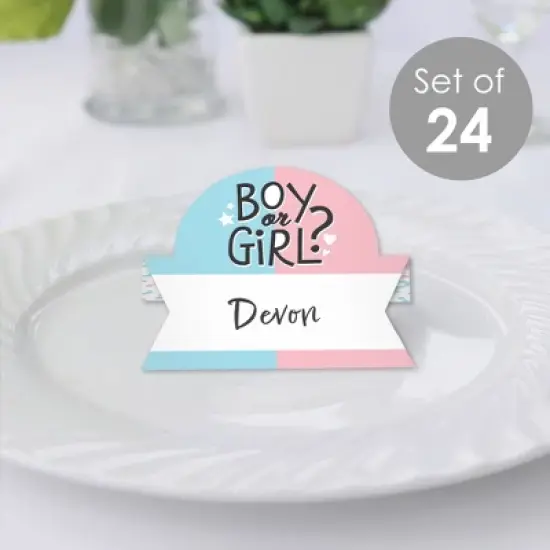 Big Dot of Happiness Baby Gender Reveal - Team Boy or Girl Party Tent Buffet Card - Table Setting Name Place Cards - Set of 24 image {1}