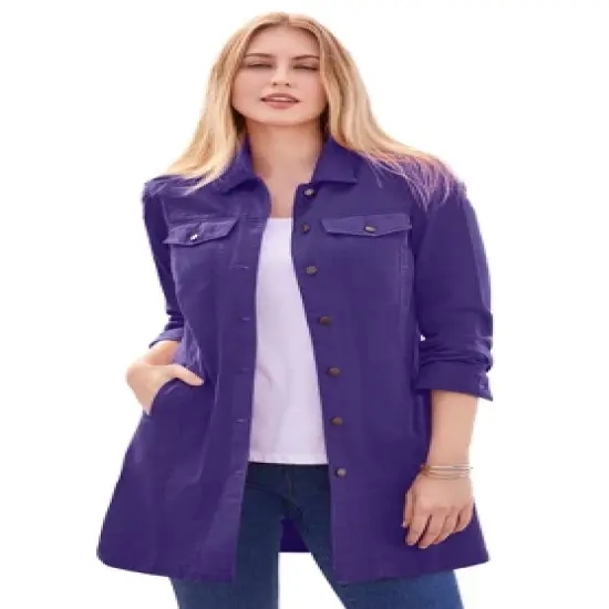 Jessica London Women&rsquo;s Plus Size Long Denim Jacket image {14}