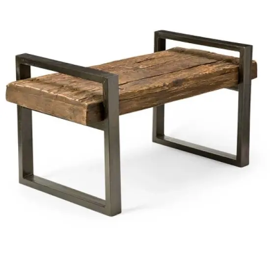 Plow & Hearth Reclaimed Wood And Iron Outdoor Bench - Bronze image {1}