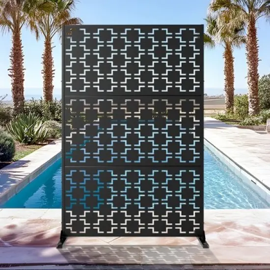 PexFix 72 in. x 47 in. Outdoor Metal Privacy Screen in Square Pattern in Black image {6}
