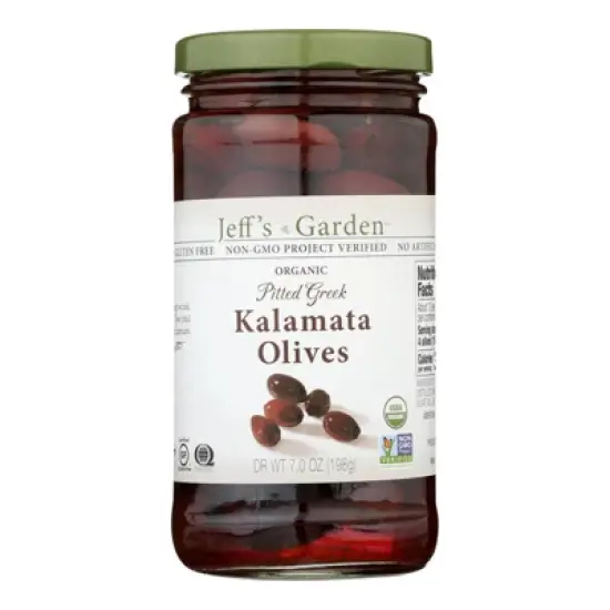 Jeff's Garden Organic Pitted Greek Kalamata Olives - Case of 6/7 oz image {1}
