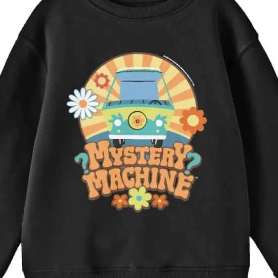 Scooby Doo Mystery Machine Hippie Style Crew Neck Long Sleeve Black Youth Sweatshirt image {1}