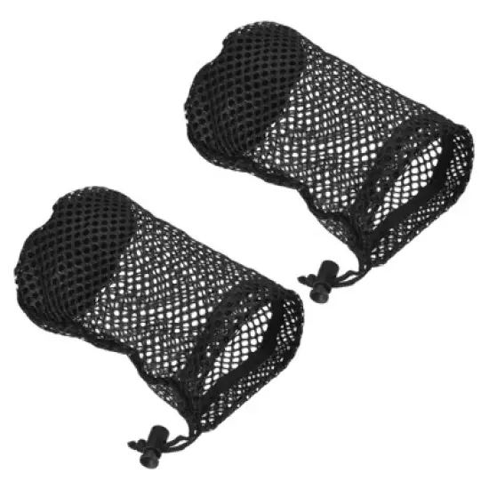 Unique Bargains Nylon Drawstring Cord Lock Closure Mesh Golf Ball Bag Black 2 Pcs image {5}