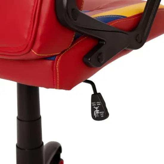BlackArc High Back Gaming Chair with Red and Yellow Faux Leather Upholstery, Adjustable Swivel Seat and Padded Flip-Up Arms image {9}