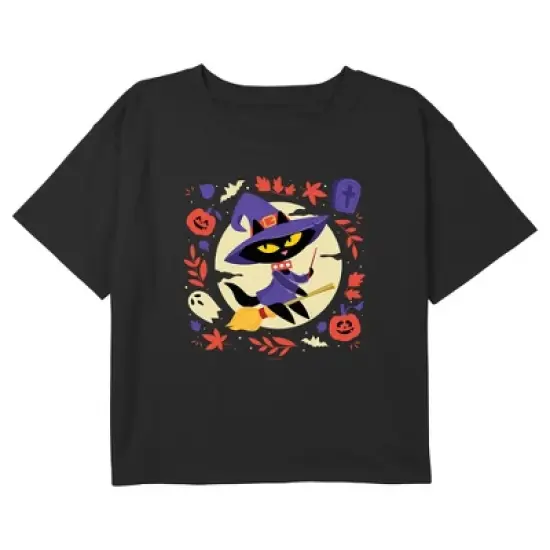 Girl's Paul Frank Halloween Mika the Cat Witch Crop Top T-Shirt image {2}