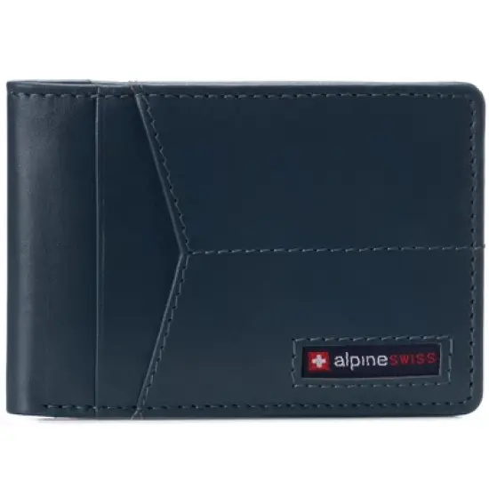 Alpine Swiss Delaney Men&rsquo;s RFID Blocking Slimfold Wallet Thin Bifold Cowhide Leather Comes in Gift Box image {6}
