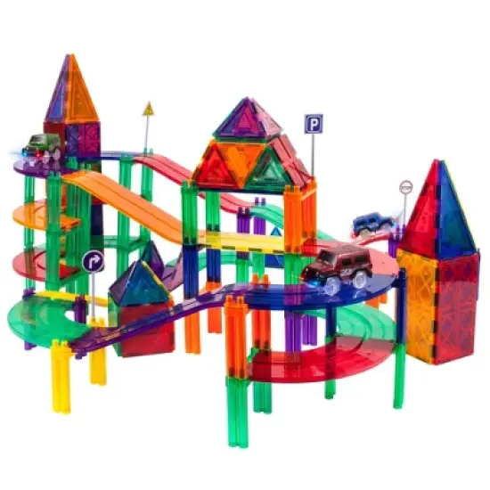 Picasso Tiles Magnetic Race Track 128pc Building Set image {2}