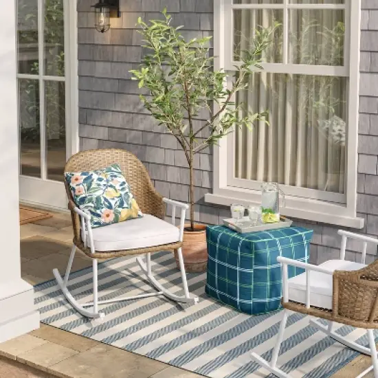 Steel and Wicker Windsor Rust Resistant Outdoor Rocking Patio Chair White - Threshold&trade; designed with Studio McGee image {1}
