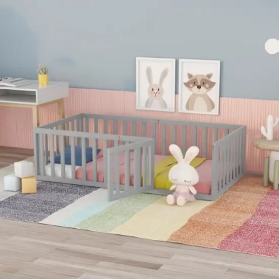 Okak Bed Guard Rails for Twin Size Bed,Baby Bed Rail Guard for Toddlers,Gray image {4}