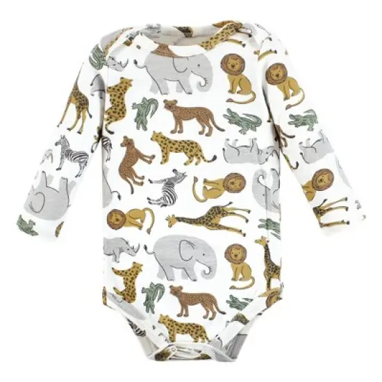 Hudson Baby Unisex Baby Cotton Long-Sleeve Bodysuits, Rustic Safari image {3}