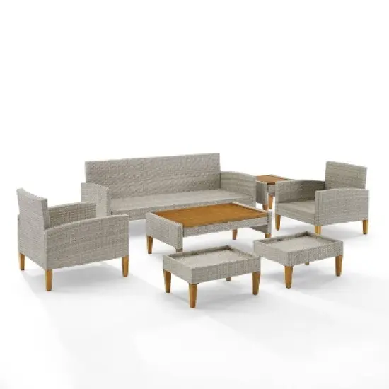 Capella 7pc Outdoor Wicker Sofa Set - Gray - Crosley image {6}