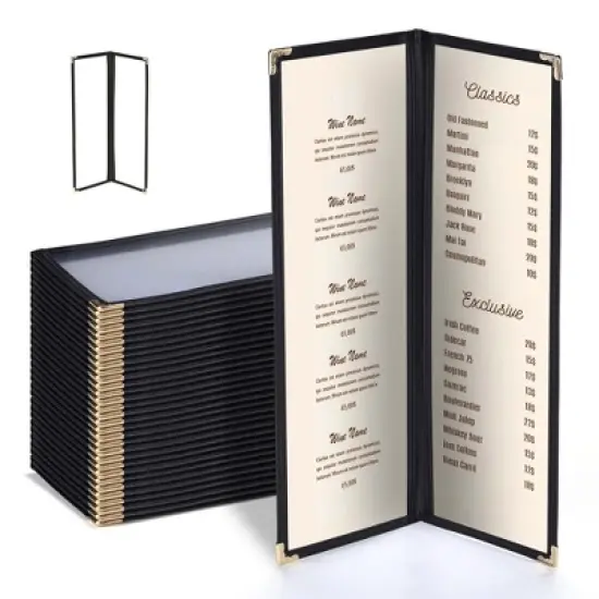 WeChef 30 Pcs Restaurant Menu Covers Holders for 4.25 x 14" Paper 2 Page 4 View image {9}