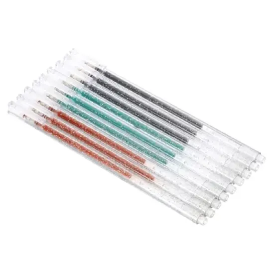 Unique Bargains 1mm Liquid Glitter Gel Pens Green/Brown/Black 9 Pcs image {6}