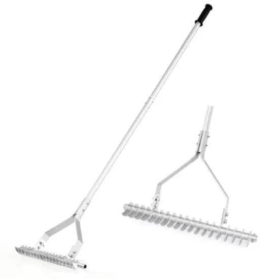 Tangkula 70" Garden Thatch Rake w/ Long Handle & 19 Curved Tines image {10}