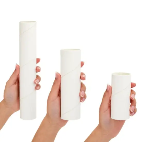 Bright Creations 24 White Cardboard Tubes for Crafts, Empty Paper Rolls, Cylinders in 3 Sizes for DIY Art Projects (4, 6, and 10 Inches) image {4}