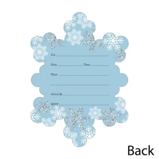 Big Dot of Happiness Winter Wonderland - Shaped Fill-in Invites - Snowflake Holiday Party and Winter Wedding Invites Cards with Envelopes - Set of 12 image {2}