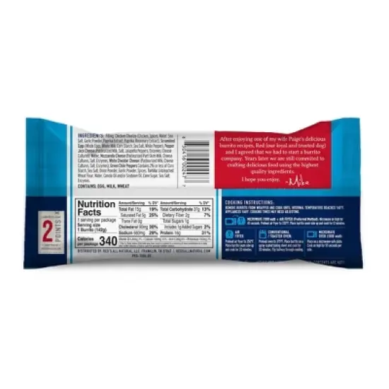 Red's Frozen Chicken Chorizo Egg Cheese Breakfast Burrito - 5oz image {1}