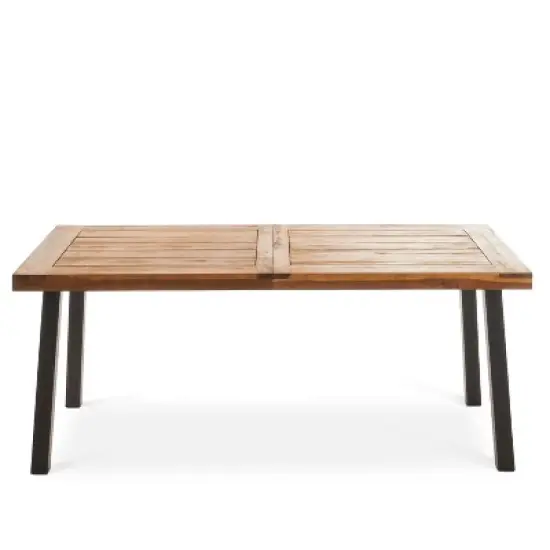 Suki Large Size Acacia Wood Patio Dining Table, Outdoor Coffee Table with Metal Frame - Maison Boucle image {1}
