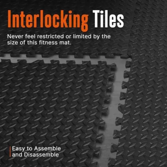 Squatz 25 - Pc Foam Interlocking Exercise Mat - Black image {3}