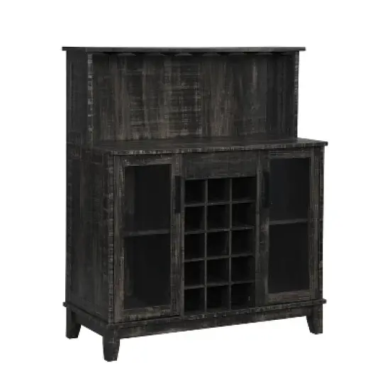 Home Source Bar Cabinet with Wine Rack and Glass Doors image {1}