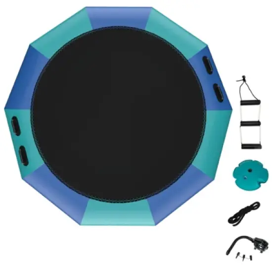 Infans 10FT Inflatable Water Bouncer Splash Padded Water Trampoline Blue & Green image {7}