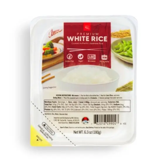 IRIS USA Instant Microwavable White Rice, Gluten Free Vegan, 6Pk image {6}