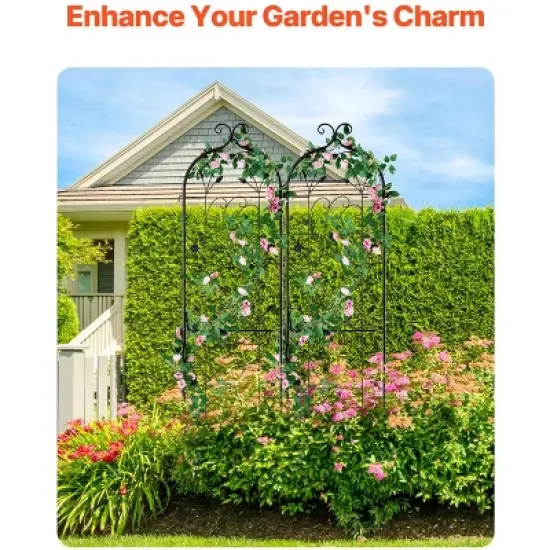 VEVOR Garden Trellis for Climbing Plants, 60 x 15 in, 2 Packs Rustproof Metal Garden Flower Trellis, Outdoor Climbing Rose Trellis Cucumbers Support image {3}