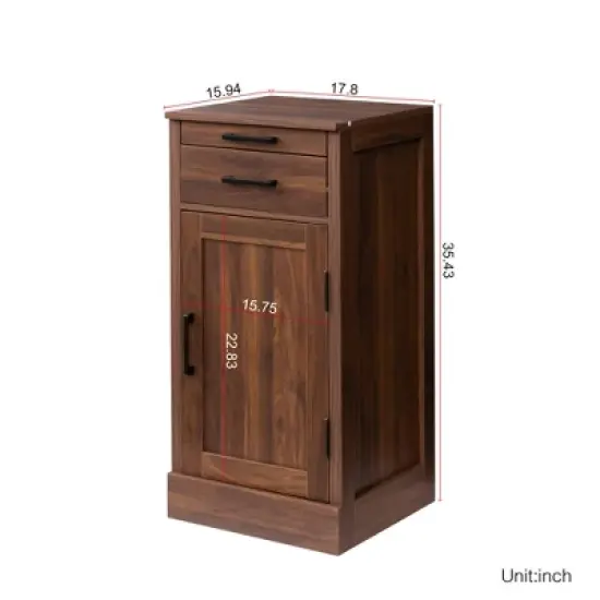 Gulches Brown Walnut Modular Wine Bar Cabinet with Hutch Buffet Cabinet for Dining Room, Single Drawer and Versatile Storage image {1}