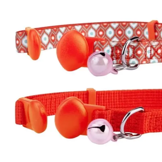 Blueberry Pet The Power of All-in-One Adjustable Breakaway Cat Collar with Bell & Detachable Flower - Perfect Orange - 2pk image {2}