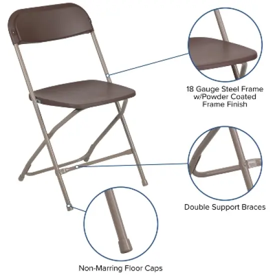 Emma and Oliver Set of 2 Stackable Folding Plastic Chairs - 650 LB Weight Capacity image {3}