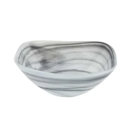 HomeRoots 10" Gray And White Alabaster Glass Square Salad Bowl image {5}