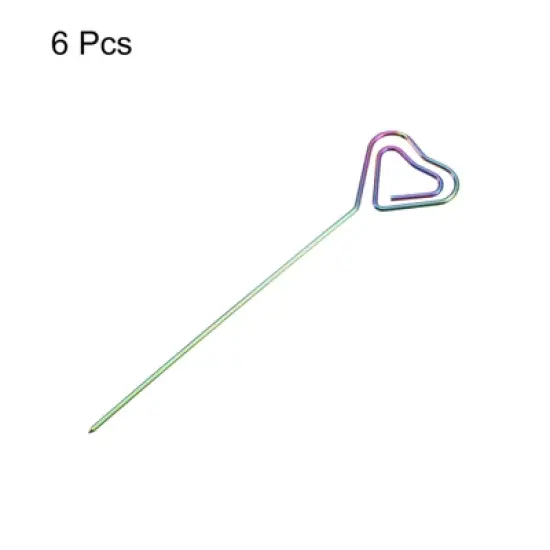 Unique Bargains Stainless Steel Reusable Drink Appetizer Heart Shape Head Cocktail Picks 5" 6 Pcs image {2}