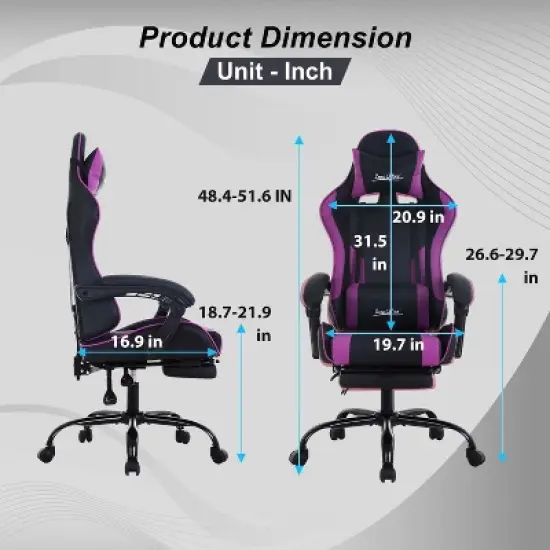 FDW Gaming Chair Racing Desk Chair with Footrest Lumbar Support Headrest Armrest Task Rolling Swivel Adjustable PC Gamer Chair image {6}