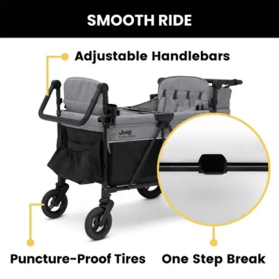 Jeep Wrangler Deluxe 4 Seater Stroller Wagon by Delta Children - Gray image {6}