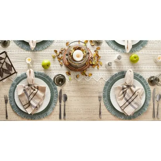 DII Fringe Placemat Set 6 Piece, Dark Green, 14.75" Dia image {7}