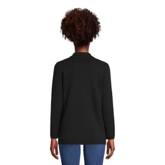 Lands' End Women's Fine Gauge Cotton Button Front Blazer Sweater image {1}