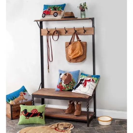 Plow & Hearth - Deep Creek Rustic Coat Rack with Storage & Shelves - Made from Reclaimed Wood image {5}