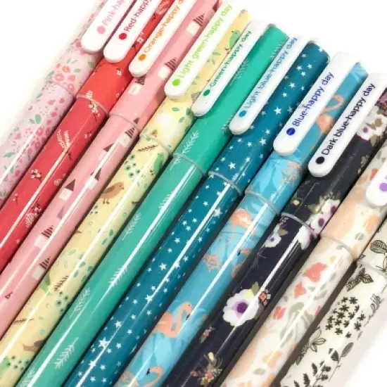 Wrapables Cute Novelty Gel Ink Pens, 0.5mm Fine Point (Set of 10) for School, Office, Stationery, Whimsical Multicolor Ink image {1}