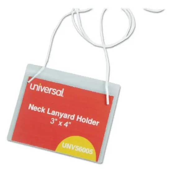 Universal Clear Badge Holders w/Neck Lanyards, 3 x 4, White Inserts, 100/Box image {4}