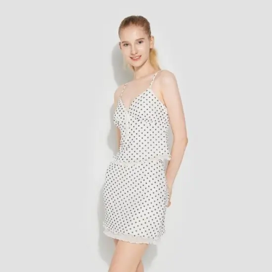 Women's Mesh Top - Wild Fable&trade; Off-White Polka Dots image {3}