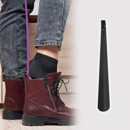 Unique Bargains Curved Hole Shoe Horn 20.47"x1.69" Black 1 Pc image {1}