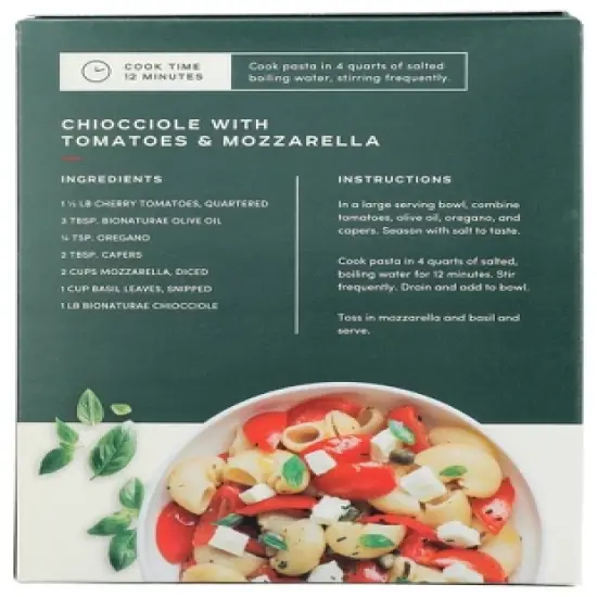 Bionaturae Organic Durum Semolina Chiocciole Pasta - Case of 12/16 oz image {2}