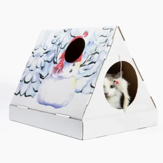 Christmas Snowman Cardboard Cat Scratcher House image {6}