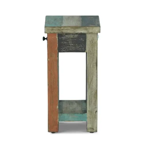 Meader Boho Handmade Distressed Mango Wood End Table - Christopher Knight Home image {4}