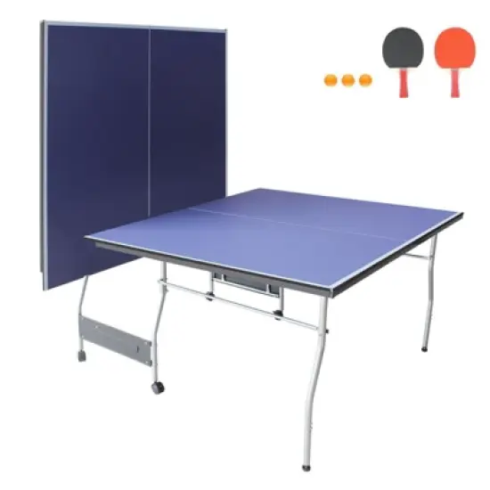 SEVOBAL Table Tennis Accessories 8ft Foldable Ping Pong Table Set for Easy Storage and Transport, Blue, 50.44"*27.24"*5.28" image {4}