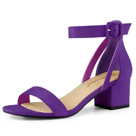 Allegra K Women's Ankle Strap Block Low Heel image {9}