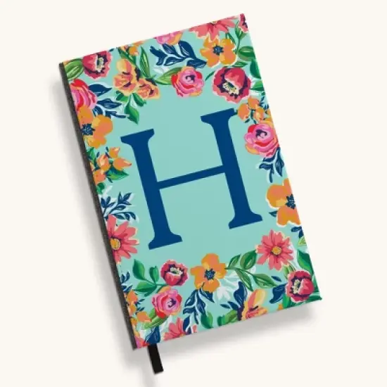 Personalization Mall Flowery Initial Journal, Blue Aqua image {12}