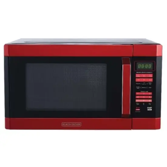 BLACK+DECKER 1.6 cu ft 1100W Microwave Oven - Red: Countertop, Child Lock, 6 Programs, Turntable, 1 Year Warranty image {3}